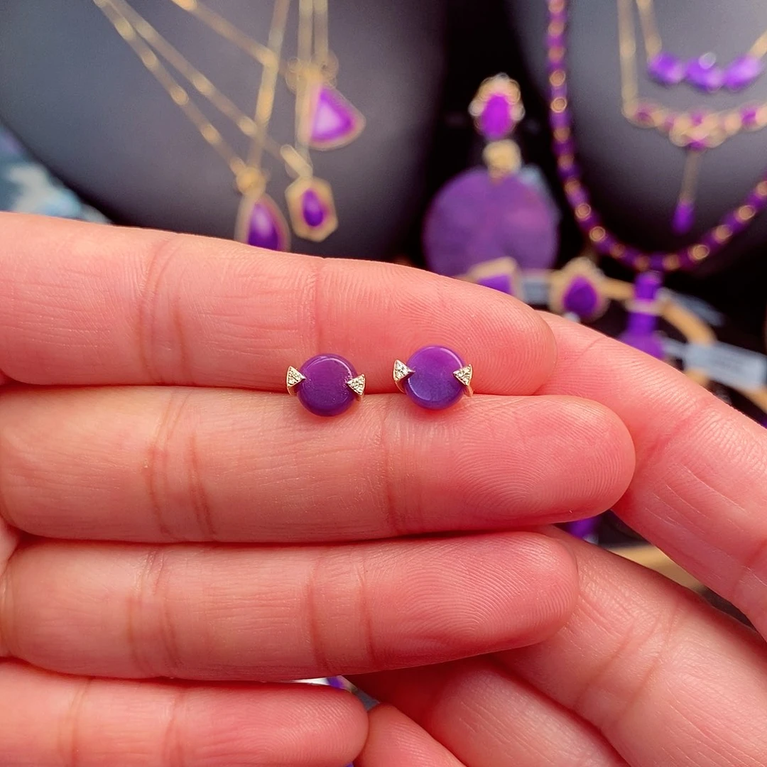 苏纪石（舒俱来）耳饰18K金镶嵌