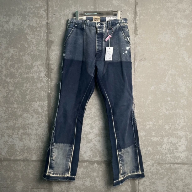 未使用 MaxMara 34*1/GalleryDept藏蓝拼接泼墨工装裤/14498