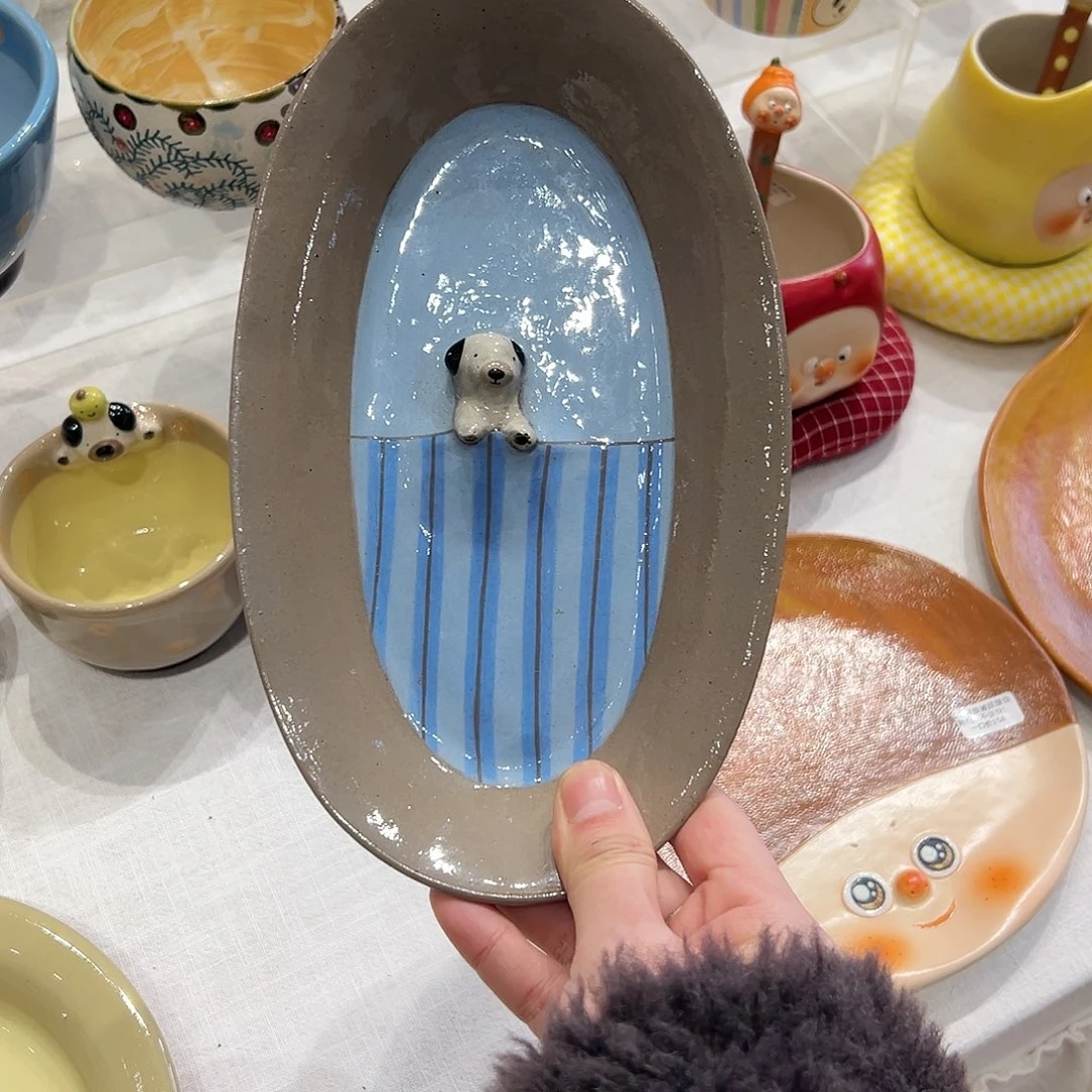 陶瓷桃*子盘子手作陶瓷