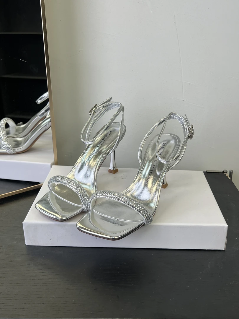 （7.5厘米）361-1银色细跟高跟鞋时尚舒适