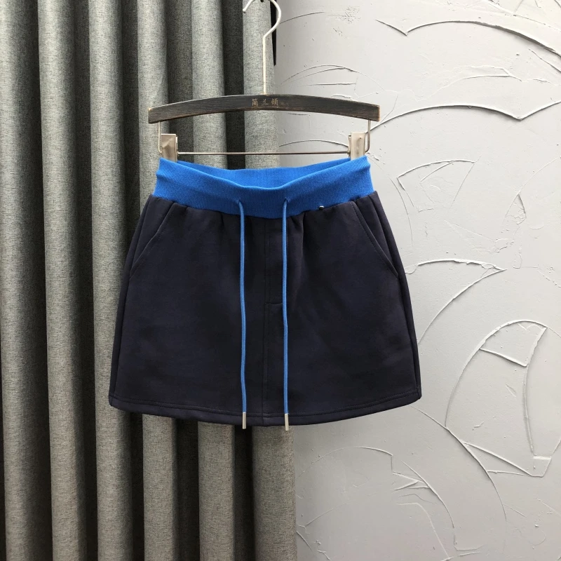 卫衣料短裙女高腰显瘦个性拼色夏季时尚百搭A字休闲运动半身裙子