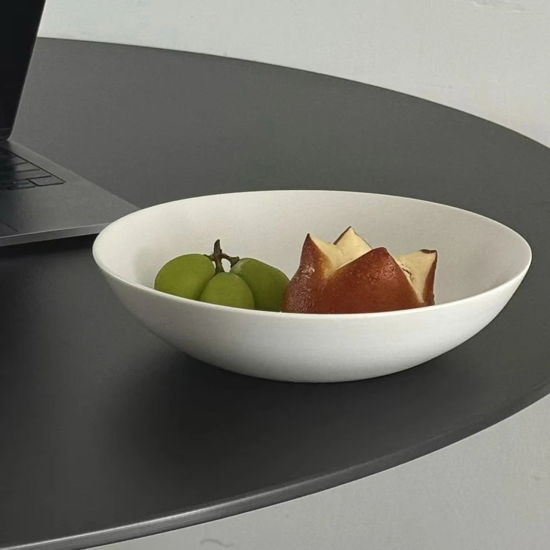 w317 简约陶瓷菜盘高级哑光白沙拉碗8.7英寸面碗 微瑕 凑满20发货