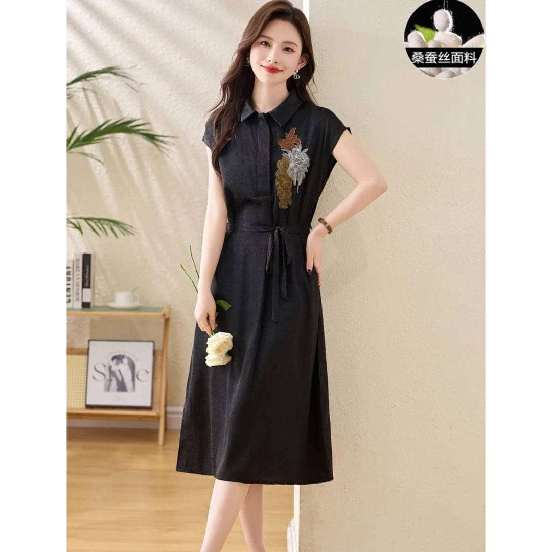 【龟裂纹】杭州高端新款连衣裙奢华贵夫人重工刺绣裙子6325