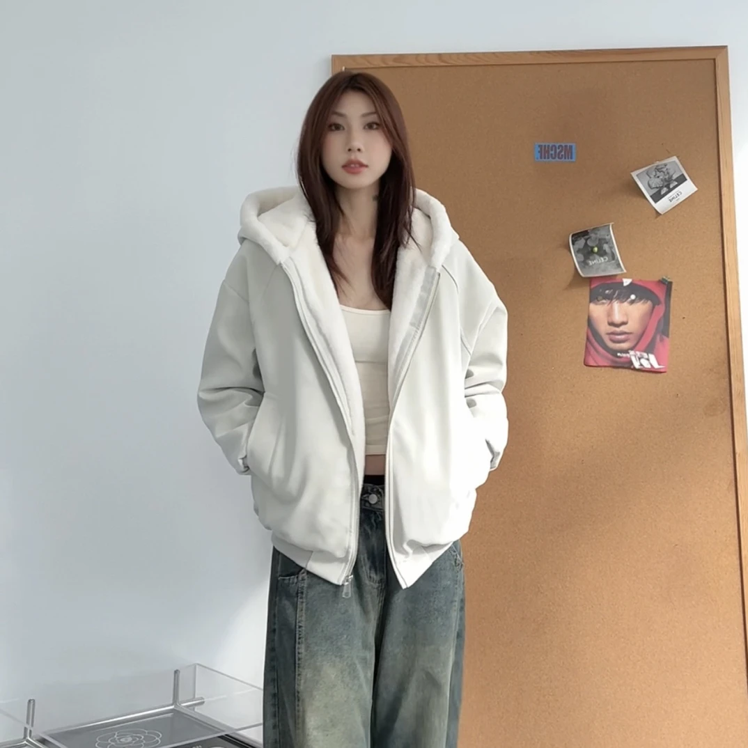 荔枝纹皮1500G连帽座山雕PU皮外套男女冬季加绒加厚皮衣毛领棉衣