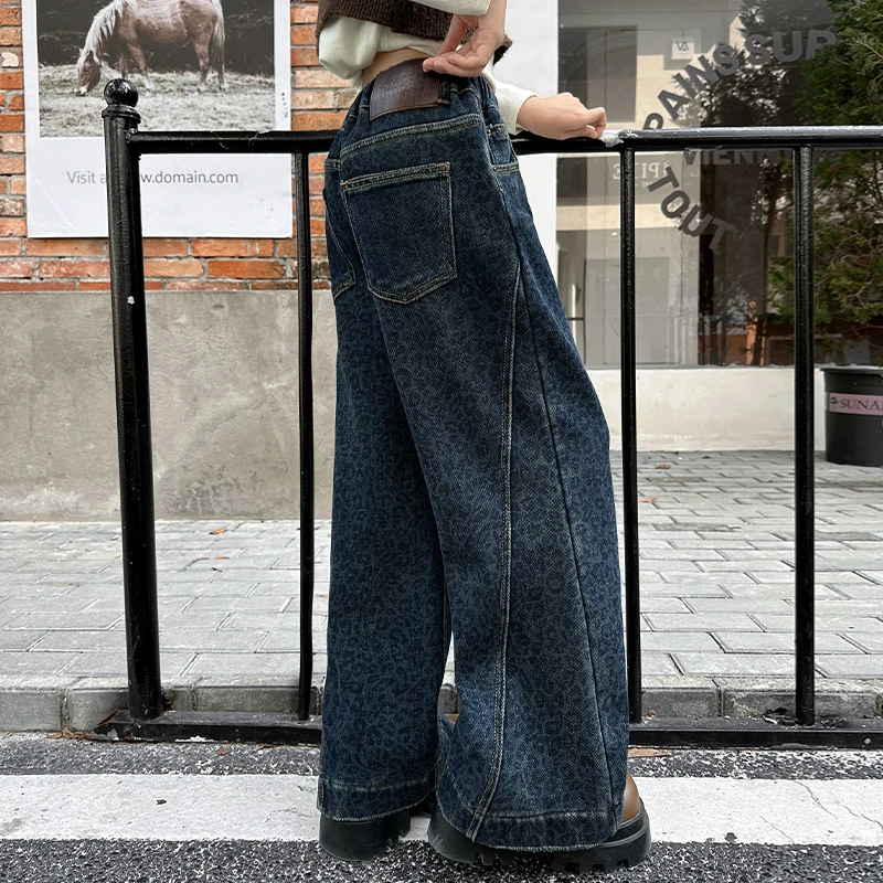 儿童冬装大女童装加绒加厚裤子一体绒秋冬款牛仔裤10冬季6-12岁15