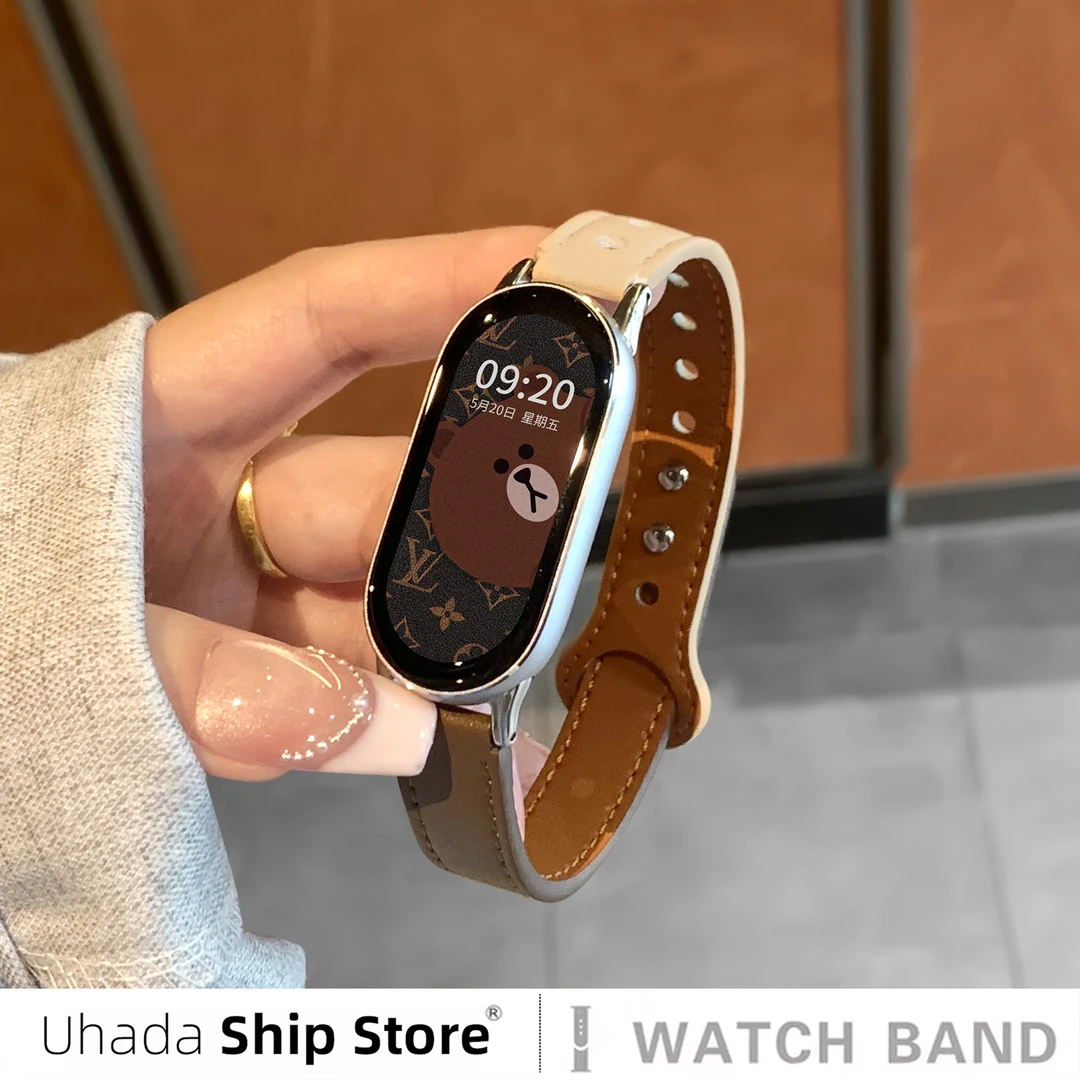 秋冬适用小米手环10表带高级感皮质双扣小米9手环表带男女款腕带