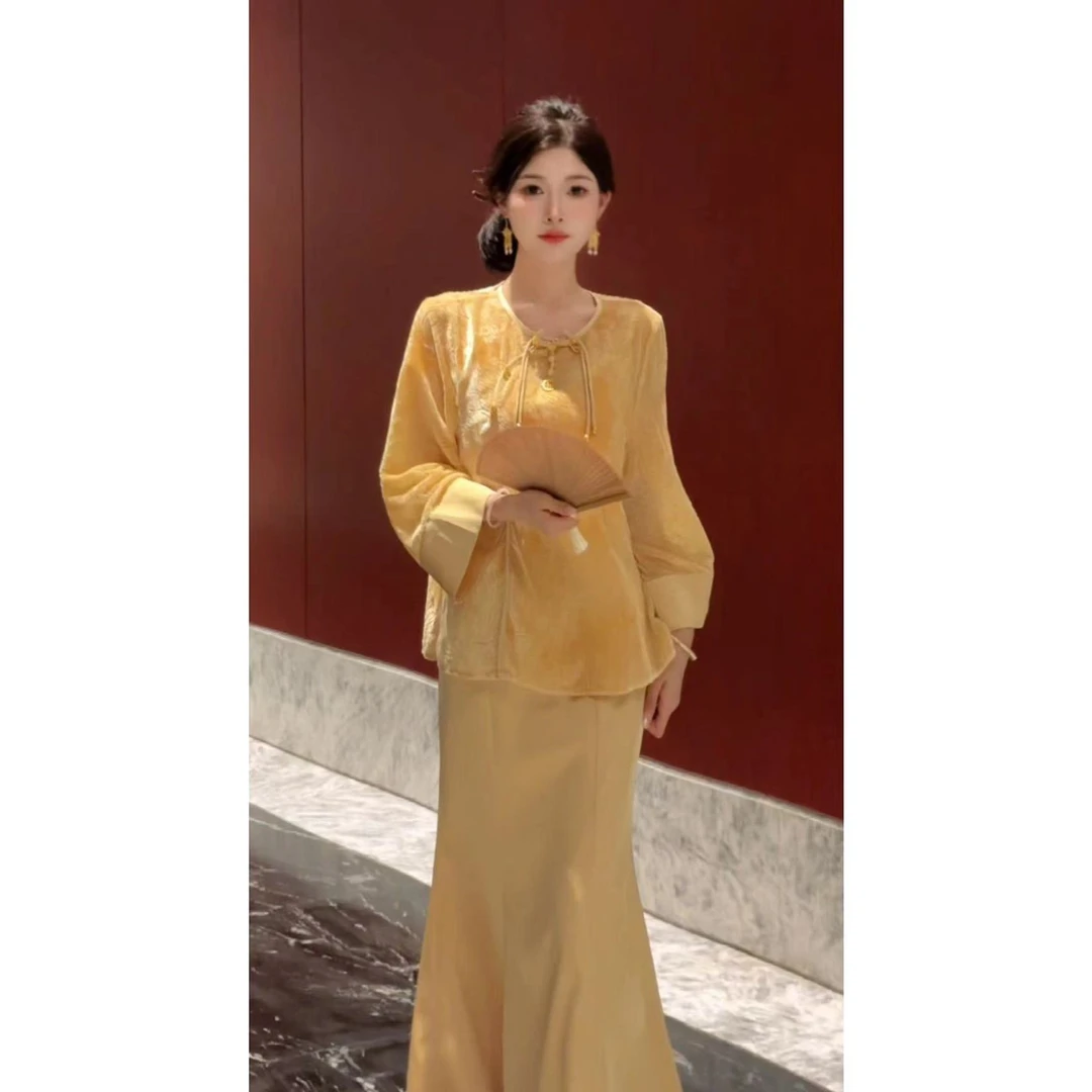 【婉婉定制】【紫禁城】新中式时尚气质上衣裙子套装预CDW4TZ536C