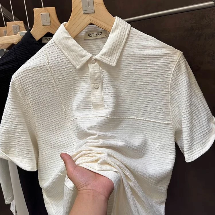 老钱风！松弛感！意大利定制【IN】 男士针织翻领短袖POLO衫9212