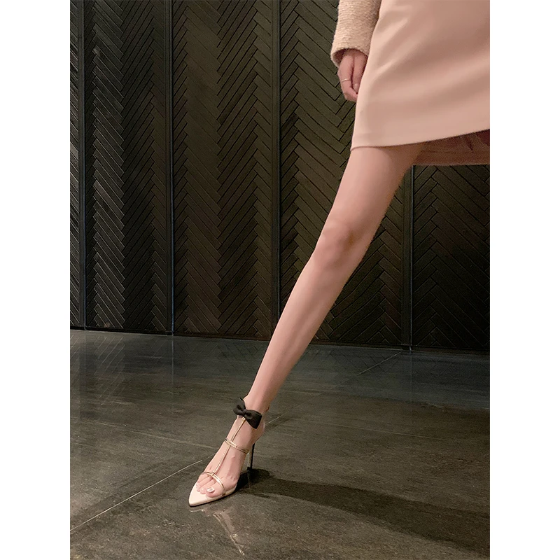 混凝草2025年蝴蝶结水钻高跟凉鞋