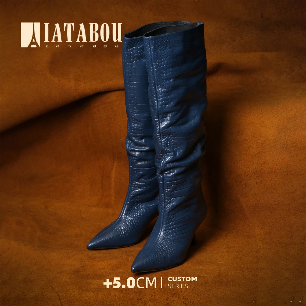 【设计师私定】尖头细跟优雅气质女士高筒靴TA125017