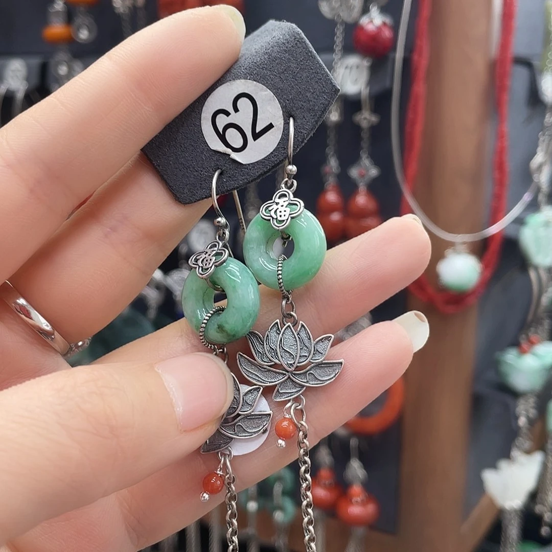 翡翠耳饰银S925镶嵌用****7819ghjjjhj