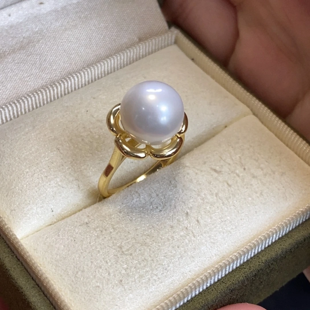 戒指淡水珍珠银S925镀金镶嵌