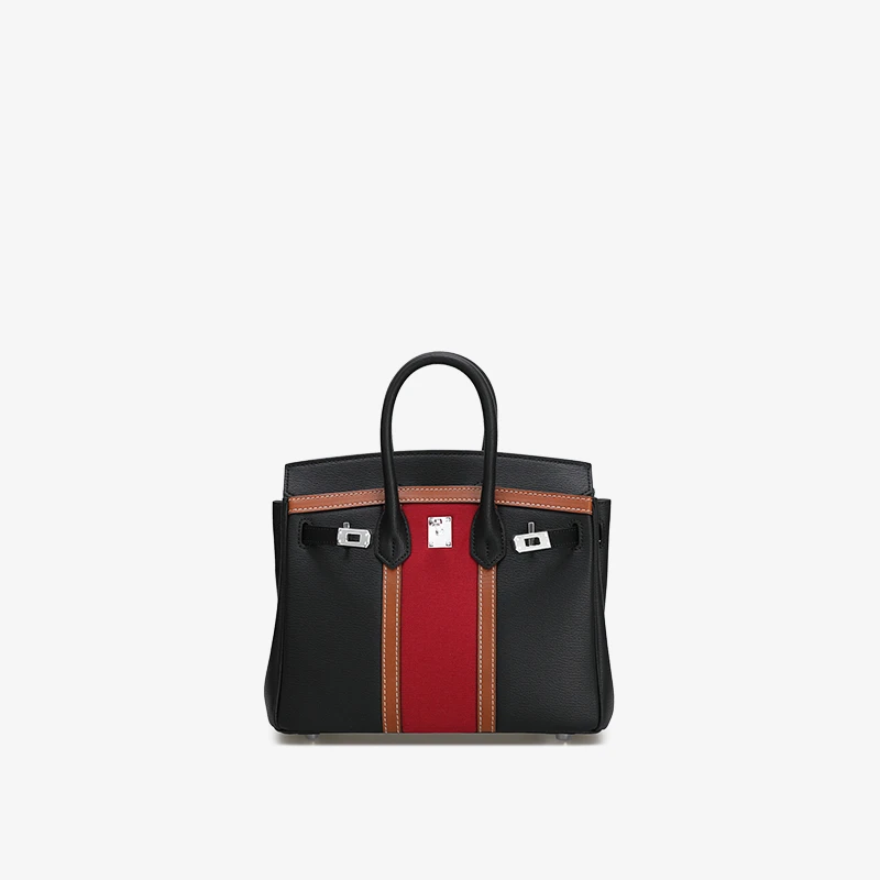 CaitinKaie轻奢----牛皮女大容量拼接手提包1366单肩包通勤斜挎包