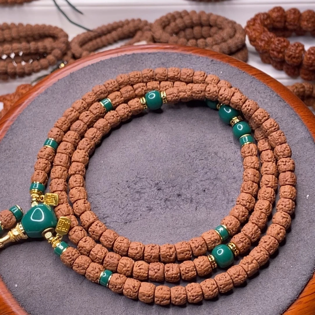 吊坠金刚菩提五爪金龙龙切满肉佛手套装，尺寸8+