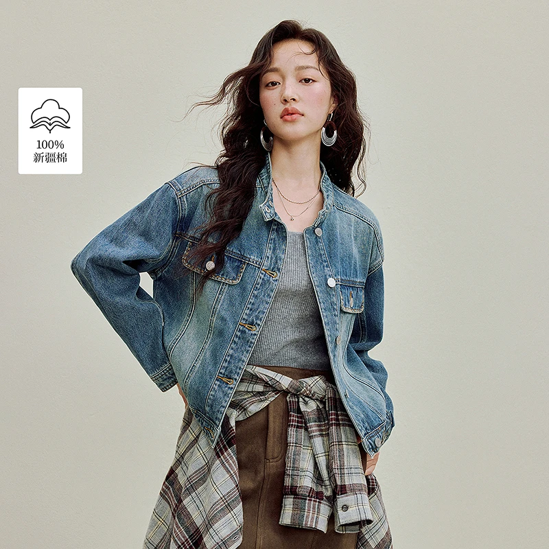 【莫瑞系穿搭】25秋季复古纯棉水牛仔外套百搭显瘦长袖外套