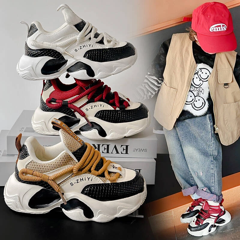 儿童运动鞋3-11岁2025春秋季新款女童网鞋网面休闲时尚男童老爹鞋