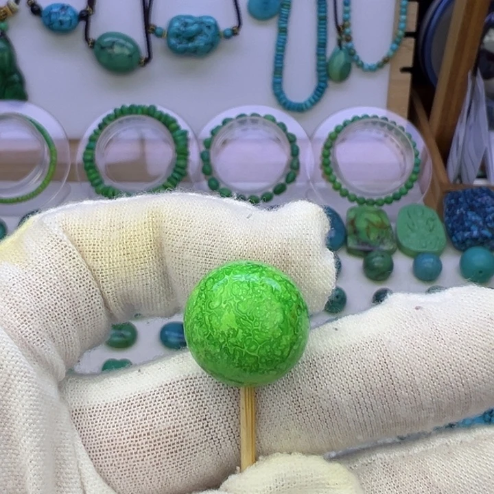 菜籽绿网花圆珠16.4mm兰