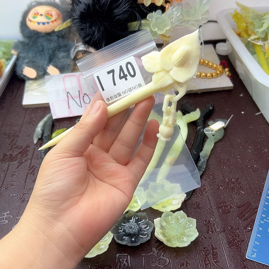 合金蛇纹石玉发饰九*