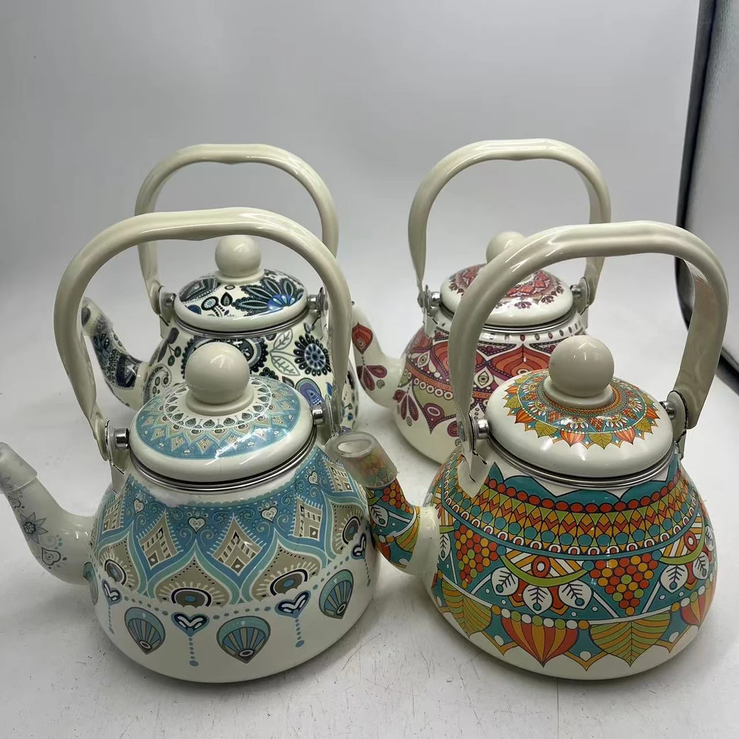 1.0L花色不选珐琅搪瓷烧水壶带滤网电磁炉明火通用