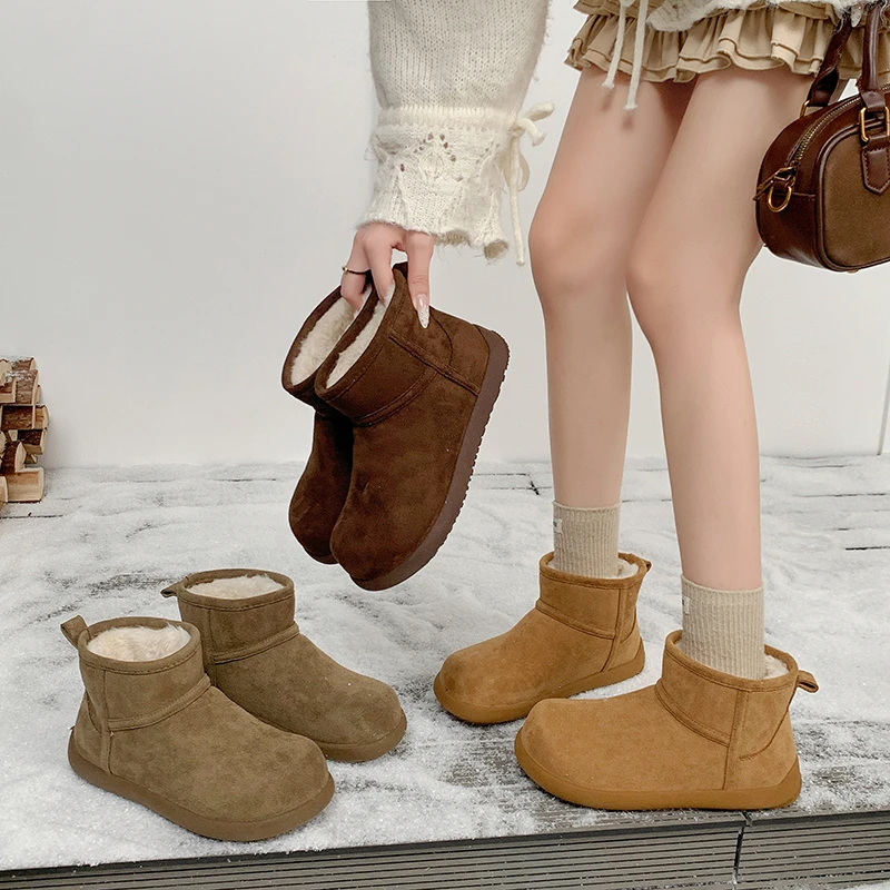 加绒加厚雪地靴女款新款防滑一脚踢短靴保暖棉鞋802