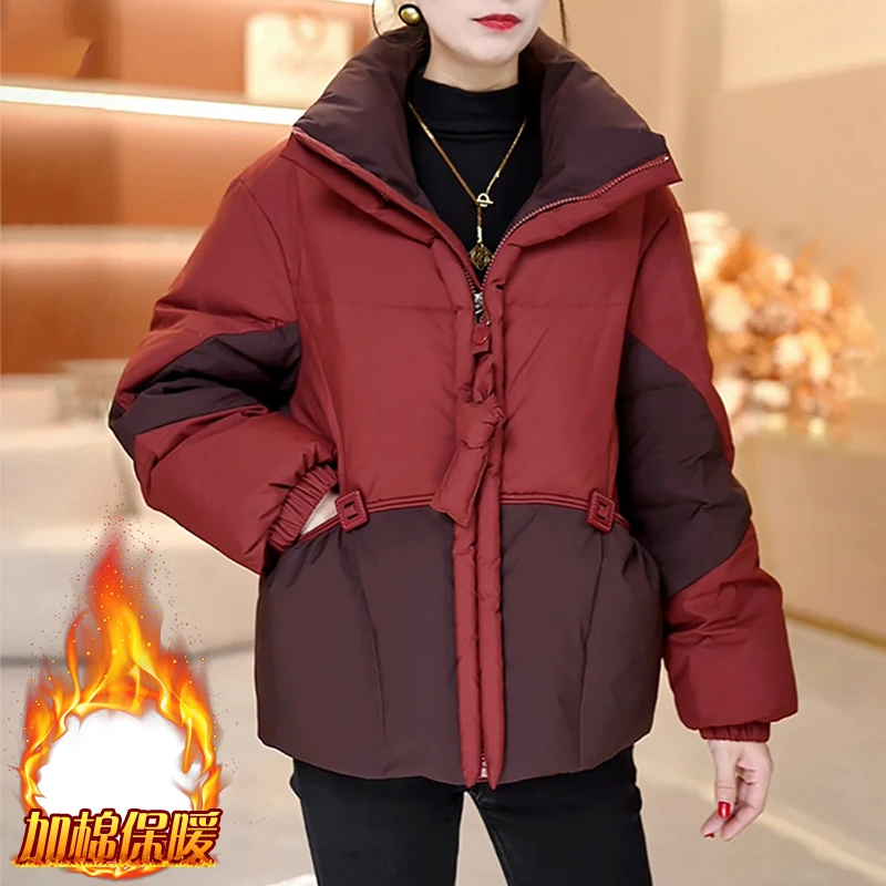 加厚保暖立领羽绒棉服女2024年冬季新款韩版百搭显瘦拉链短款棉衣