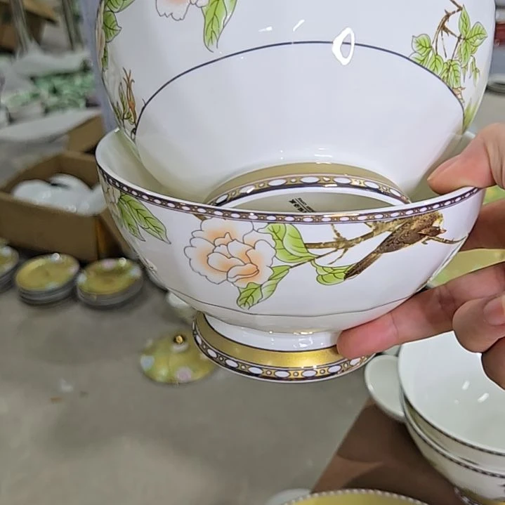 瓷片瑕疵爆花或小断金琴瑟和鸣6寸2个面碗66666