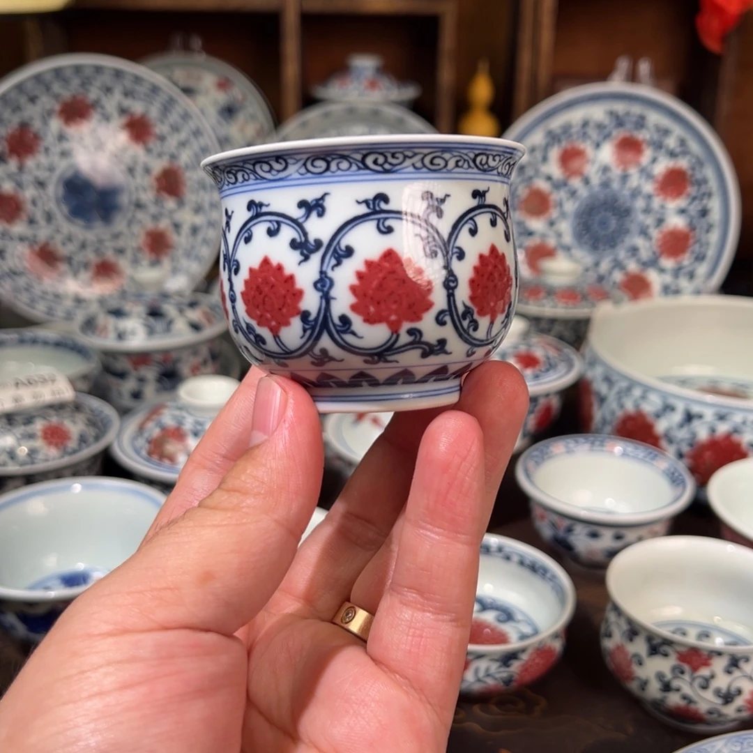 景德镇高温原矿釉里红手绘