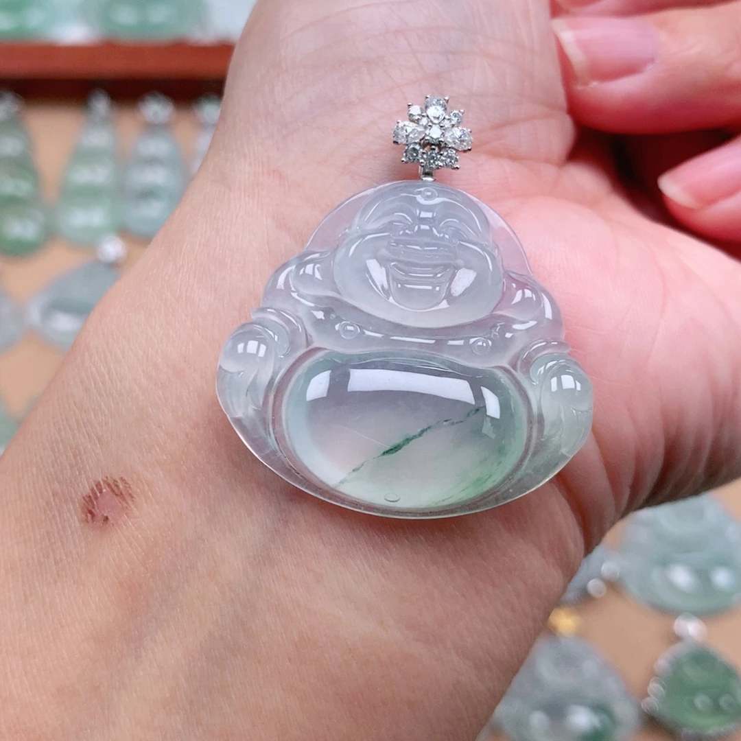 翡翠18K金镶嵌吊坠(不含链)