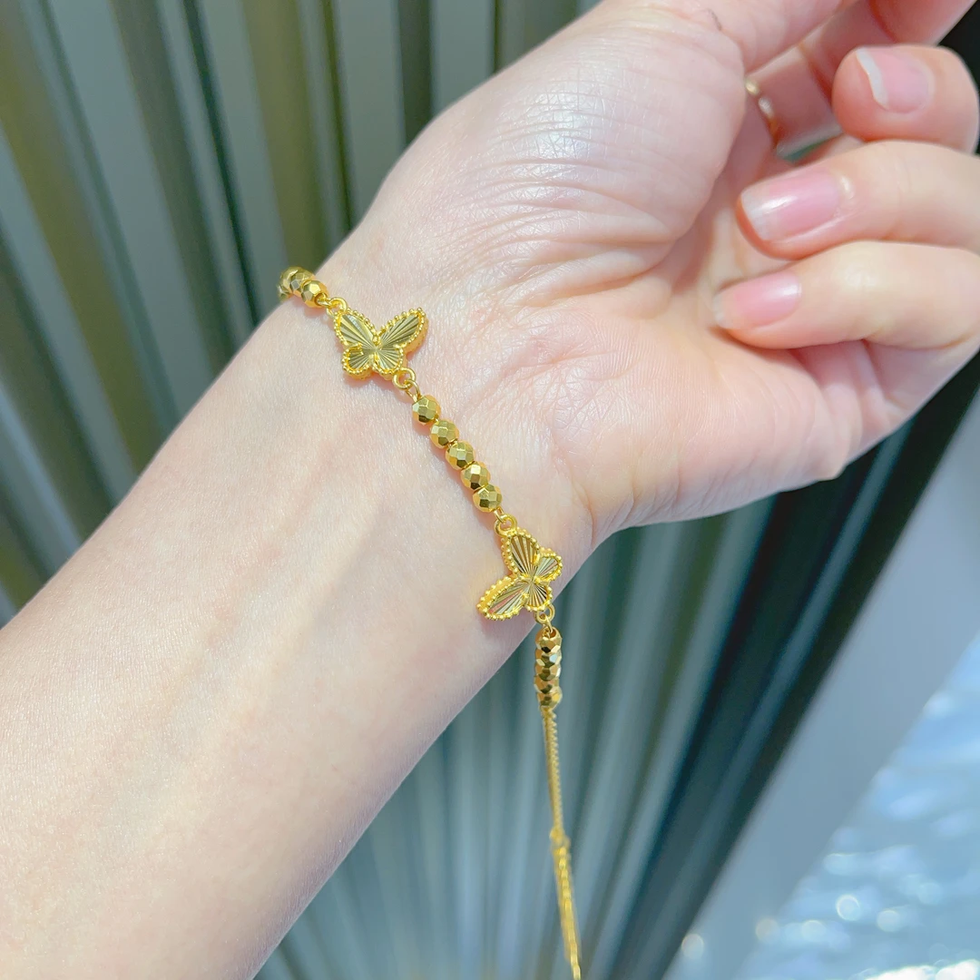 足金999蹦迪蝴蝶精品黄金手链时尚经典百搭足金手链B067