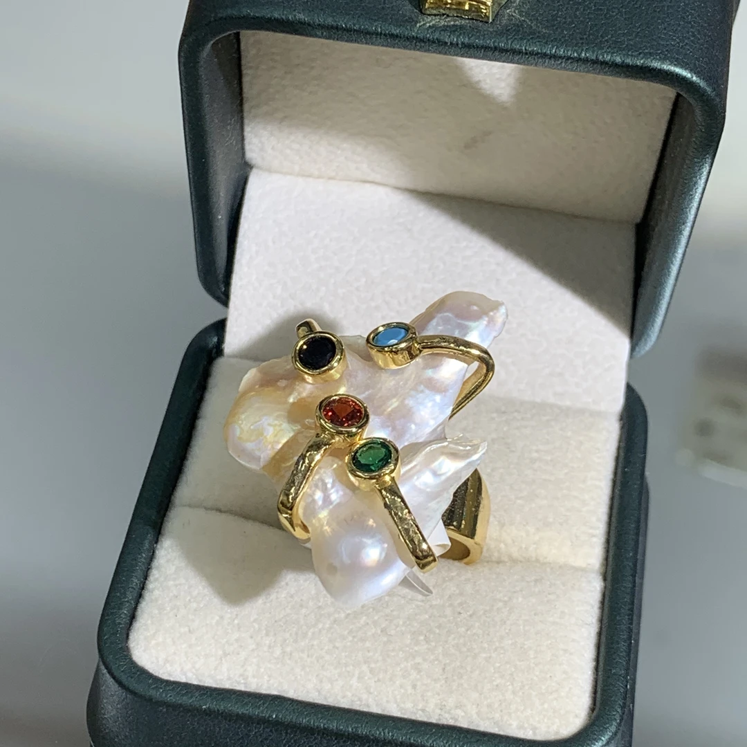 铜合金合成锆石戒指 TTSD 巴洛克设计彩色时尚百搭戒指 178