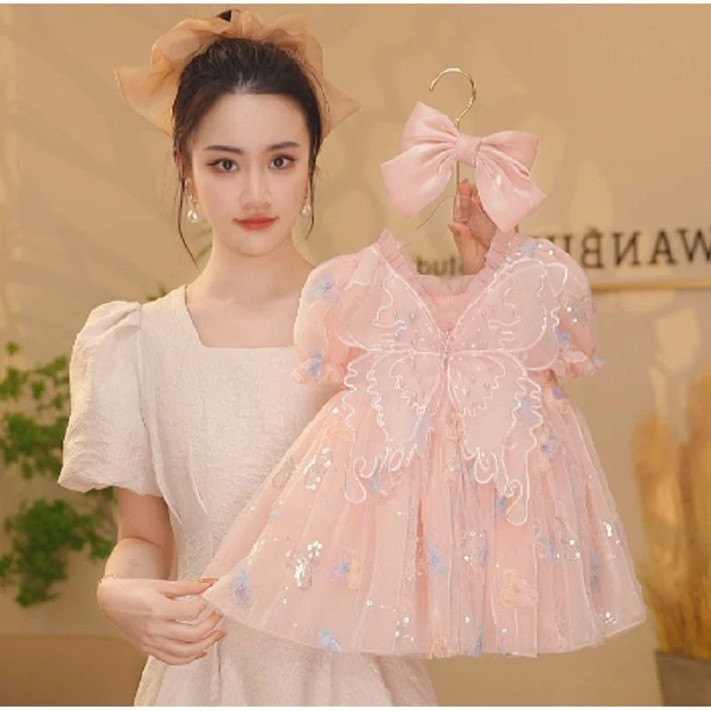 【Y.d4003】2025夏季新款女童气质公主裙女宝连衣裙日常甜美泡泡袖