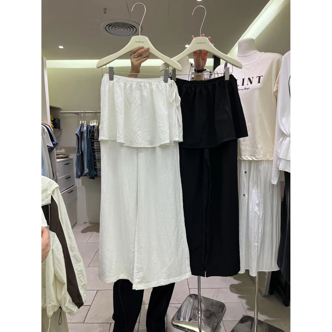 【福利】韩版宽松拼接裙摆设计休闲裤腿长裤#k122