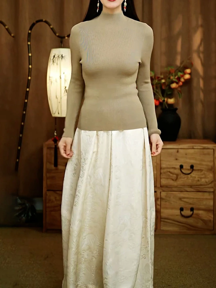 时尚简约通勤裤套装2025秋季新款休闲百搭显瘦针织衫+大阔腿裤子