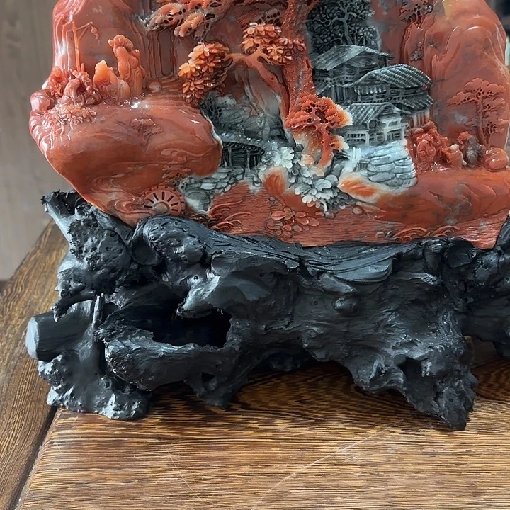 逍***明寿山石富贵山居图