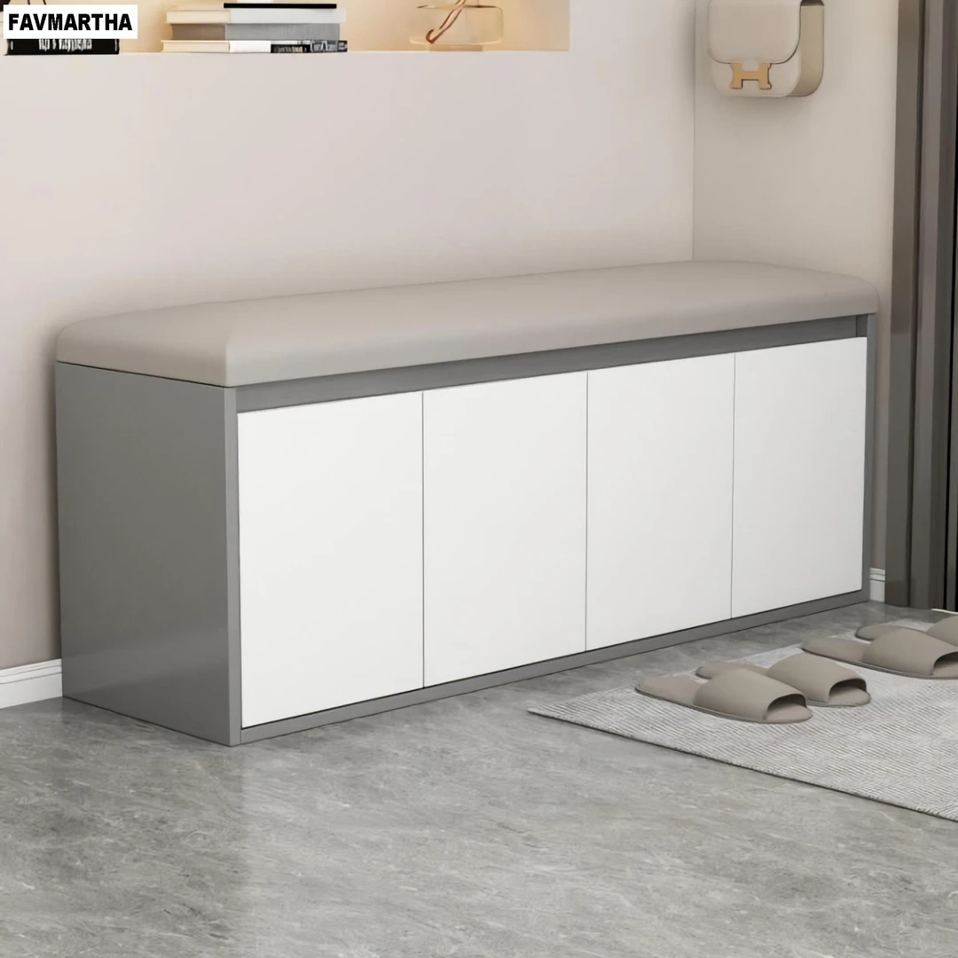 FAVMARTHA门口家用实木换鞋凳轻奢软包高级感鞋柜坐凳穿鞋凳进门