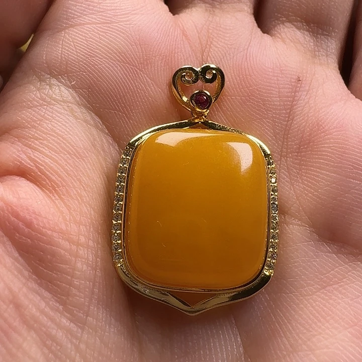 蜜蜡银S925镶嵌吊坠(不含链)吊坠