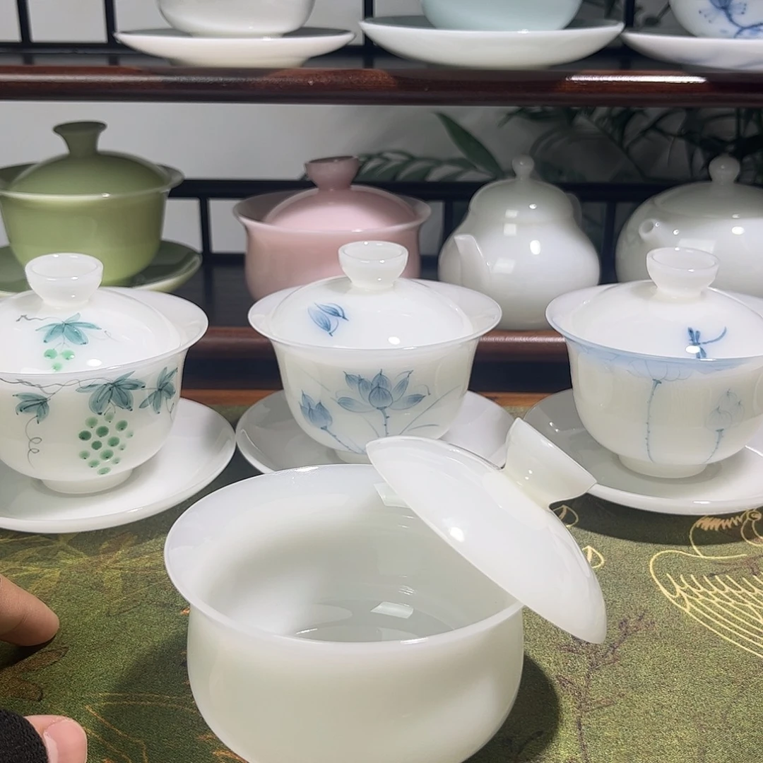 璞玉布袋盖碗白色…