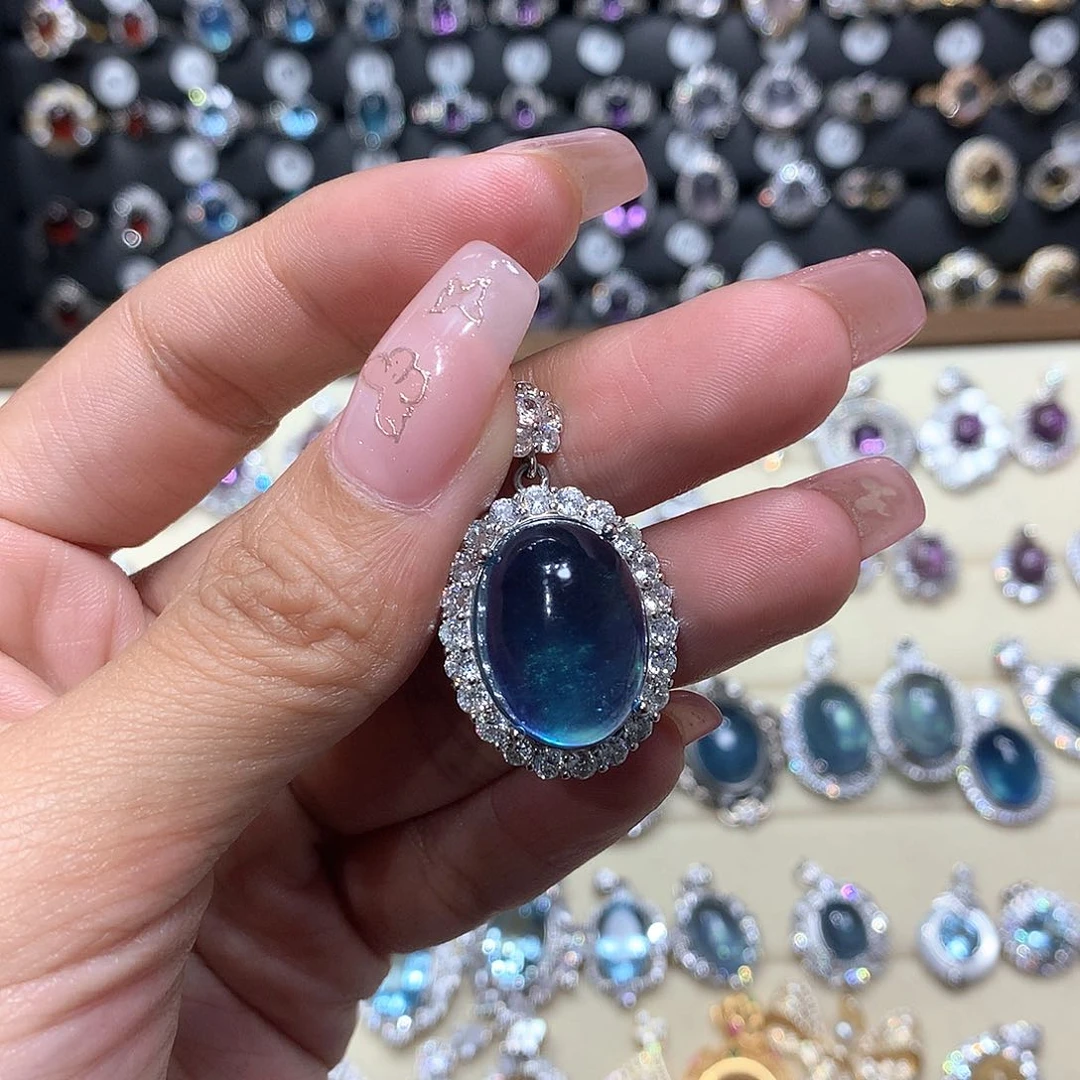 托帕石戒指银S925镶嵌菠***包