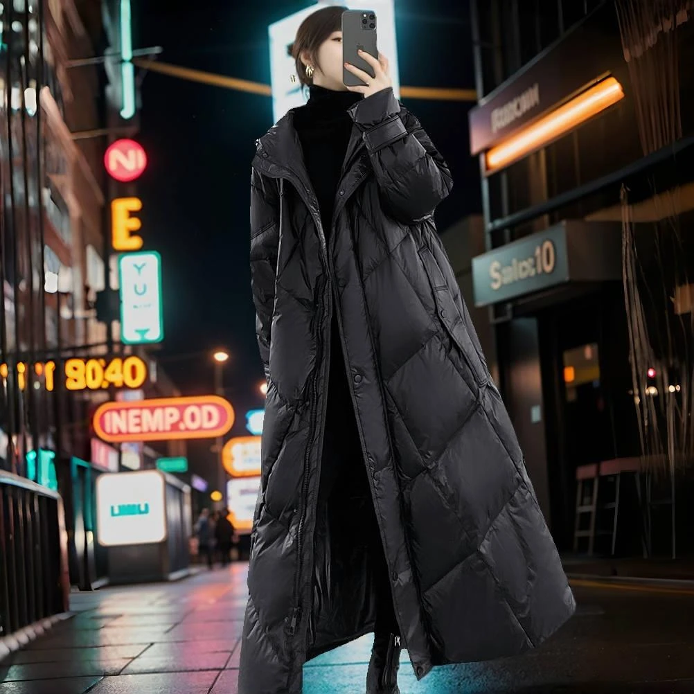 新款女冬过膝中长款棉服大码胖宽松加厚棉衣时尚潮流外套