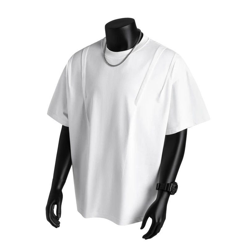 索罗娜肩甲解构裁片短袖男2025夏新款美式高街设计感T恤痞帅半袖