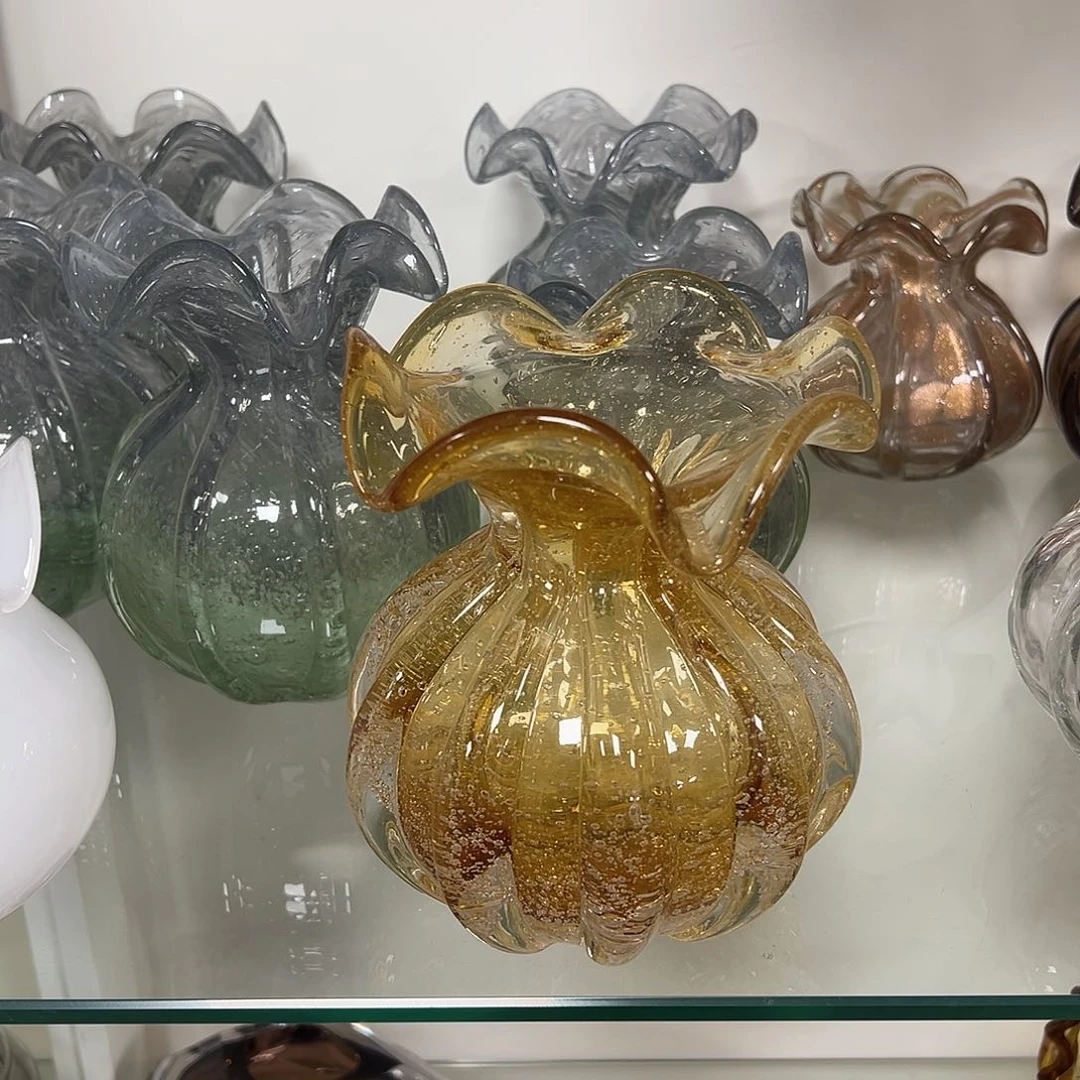 琉璃高16琥珀密集气泡琉璃花器