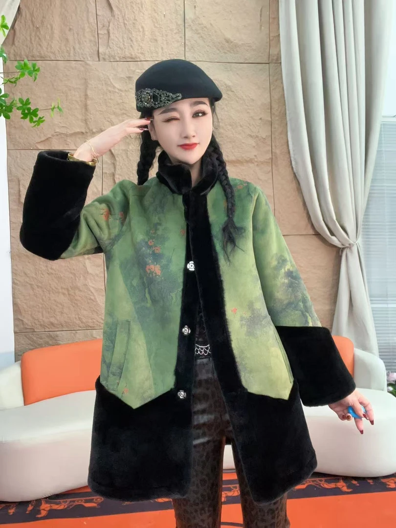 501（安言服饰）新款阔太太加绒保暖冬装国风中长款棉服名族风