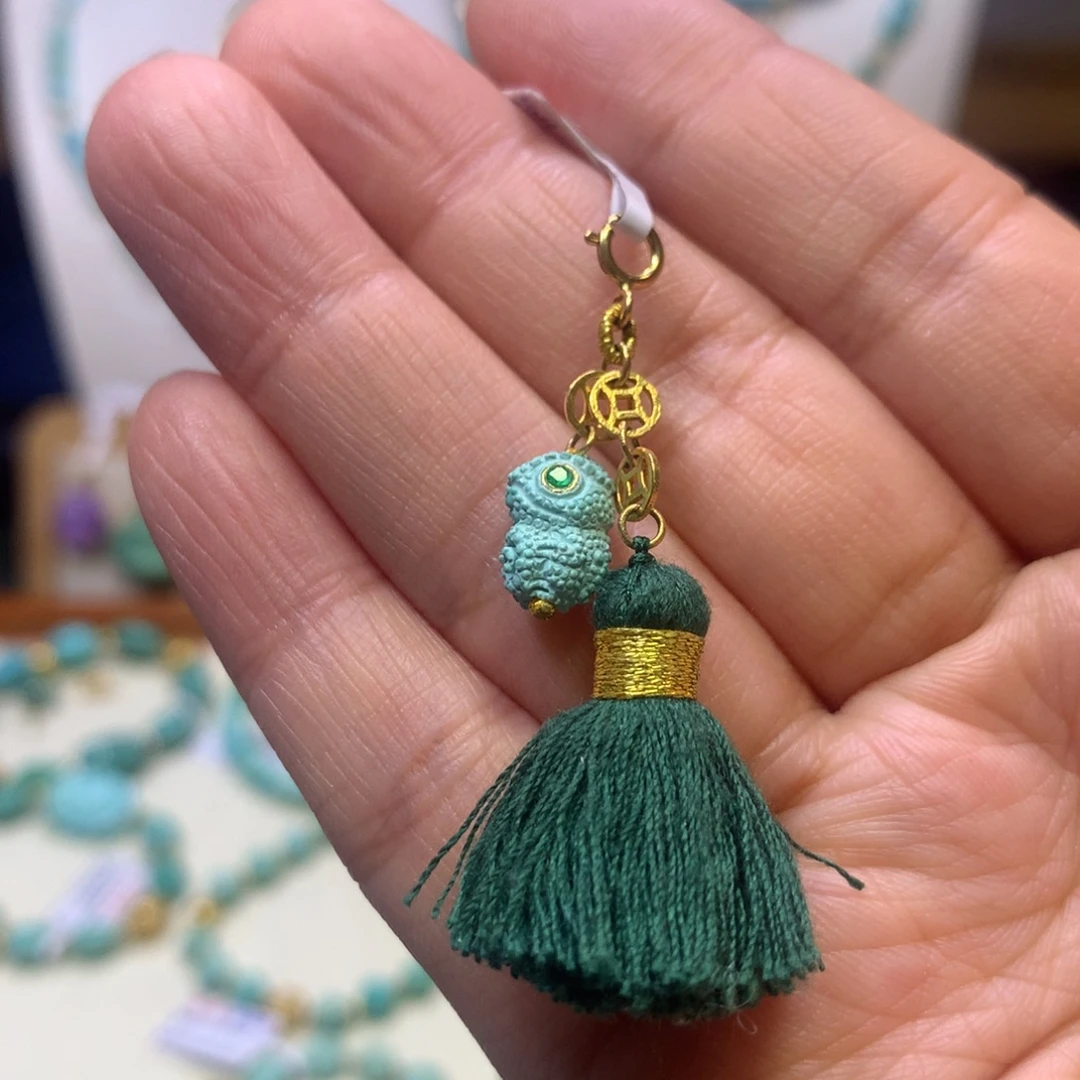 绿松石18K金镶嵌挂件