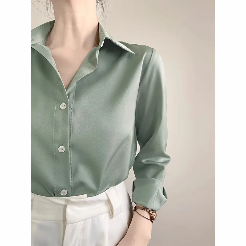 桑蚕丝连衣裙衬衣套头气质长袖显瘦春秋时尚宽松（直播间扣号下单）