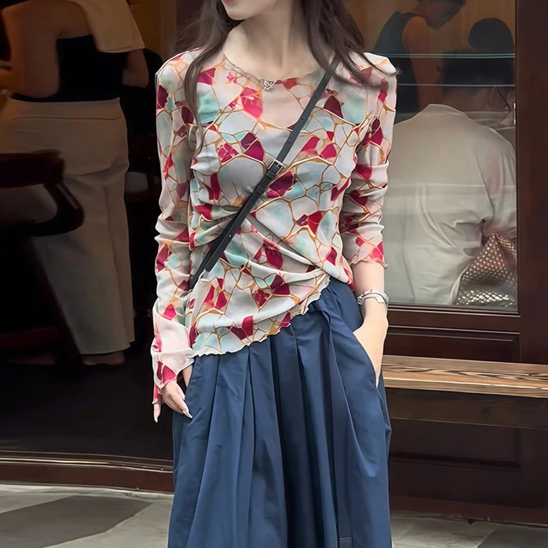 设计小众印花短袖T恤2025夏季新款美式复古韩系潮流防晒简约上衣