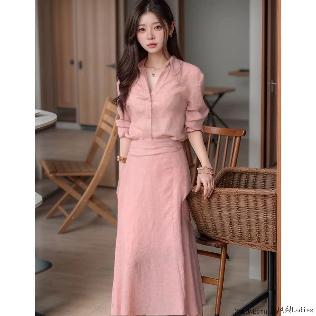 老钱风松弛感女装贵气【zb】夏季简约时尚减龄气质优雅套装两件套S-