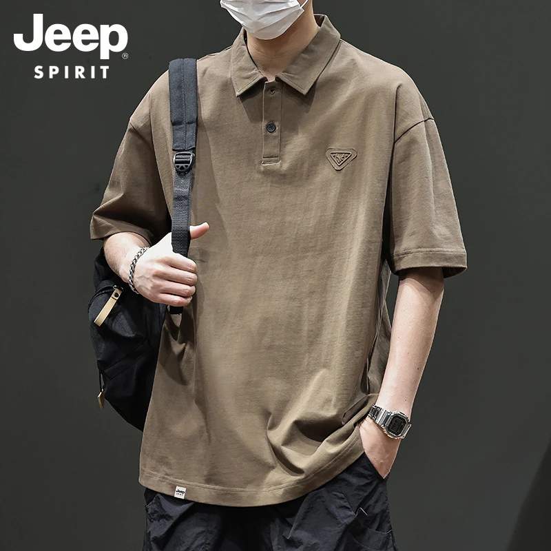 美式休闲纯棉短袖polo衫男士宽松2025春夏新款翻领t恤痞帅上衣服