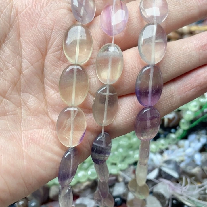 玛瑙/玉髓合金珠宝半成品一条13x18mm萤石