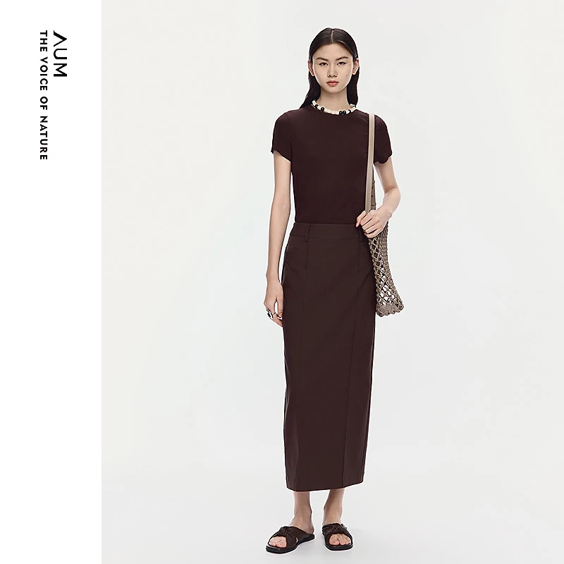 AUM噢姆25显瘦气质休闲复古拼接半裙M1FZ20312