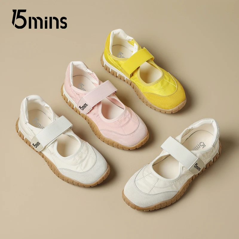 15MINS运动玛丽珍鞋女2025新款夏季透气百搭凉鞋多巴胺芭蕾德训鞋